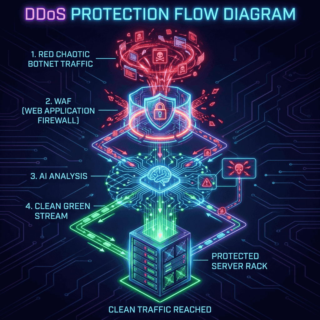 Схема многоуровневой DDoS-защиты