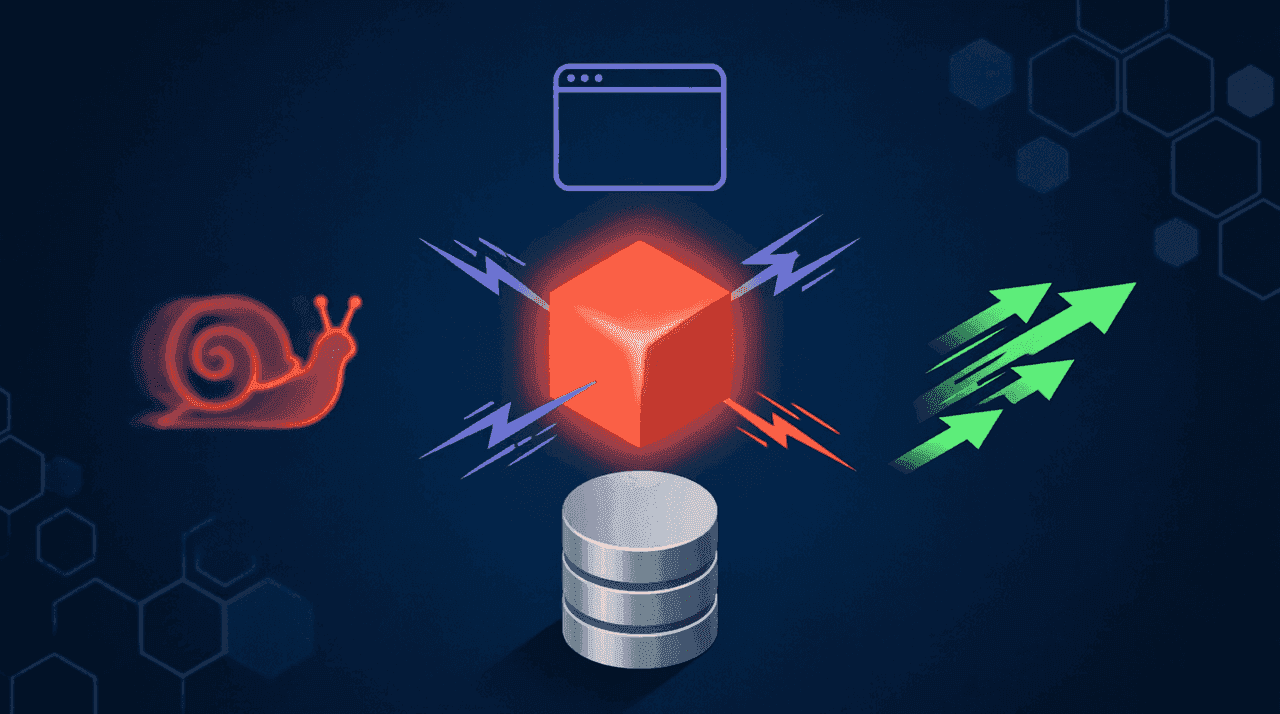 Схема кэша Redis между браузером и базой данных